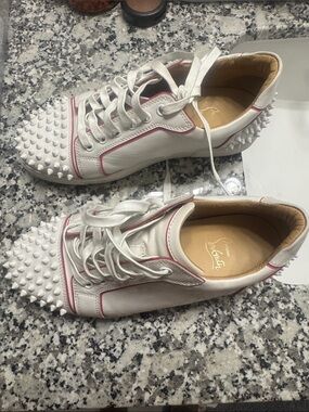 Christian Louboutin White Sneakers with Pink Trim